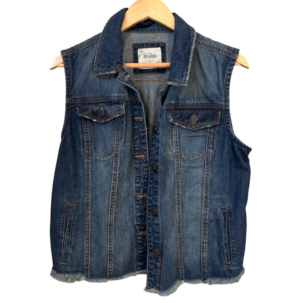 Mudd Denim Vest Sleeveless Jean Jacket Y2K 90s Vintage Inspired Size XL